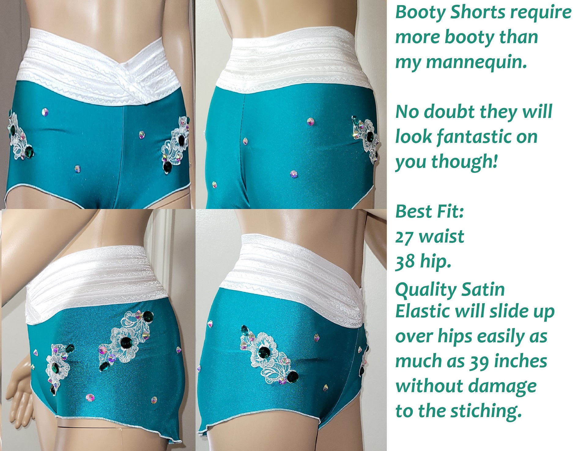 White and Green Cowgirl Halloween Costume Booty Shorts