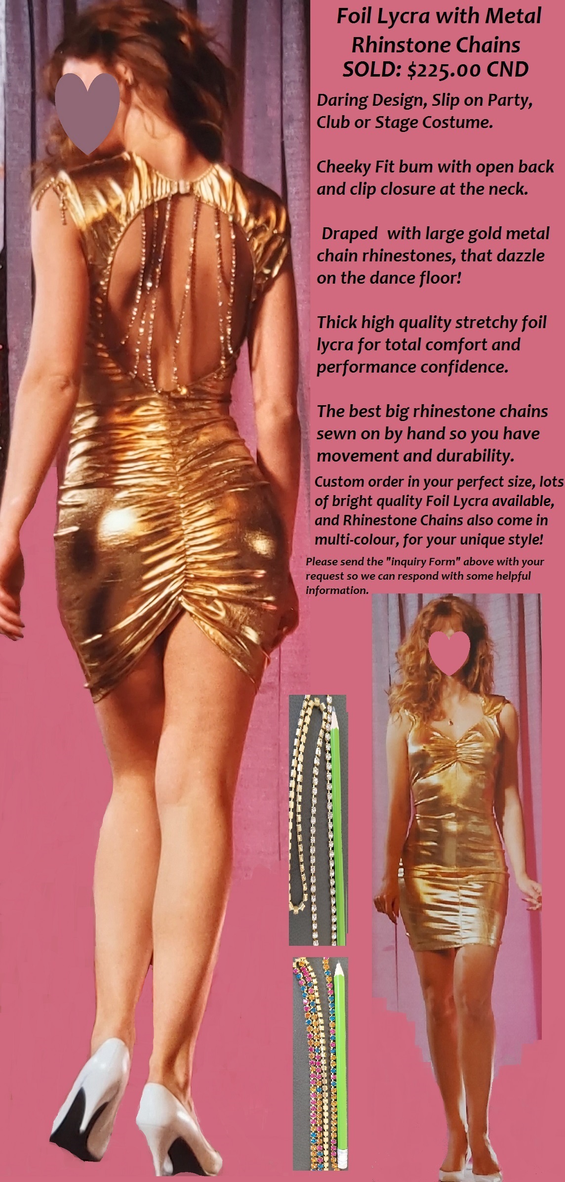 Gold Foil Rhinestone Bodycon Dress